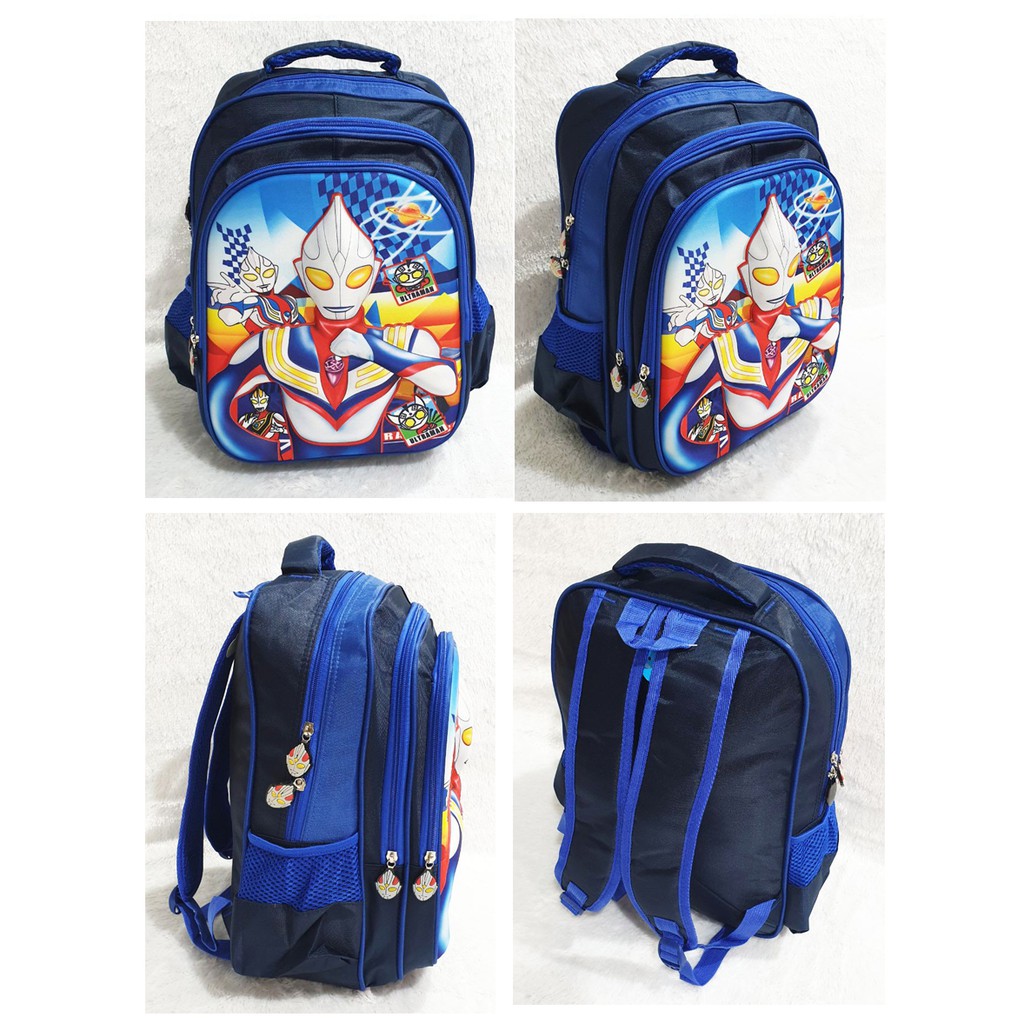 Tas Ransel Anak SD ULTRAMAN - Gambar TIMBUL - 3 Kantung - IMPORT