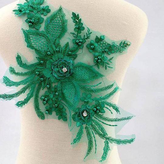 ☄ Lace bordir bunga 3d/aplikasi bordir/bordir tempel ❊