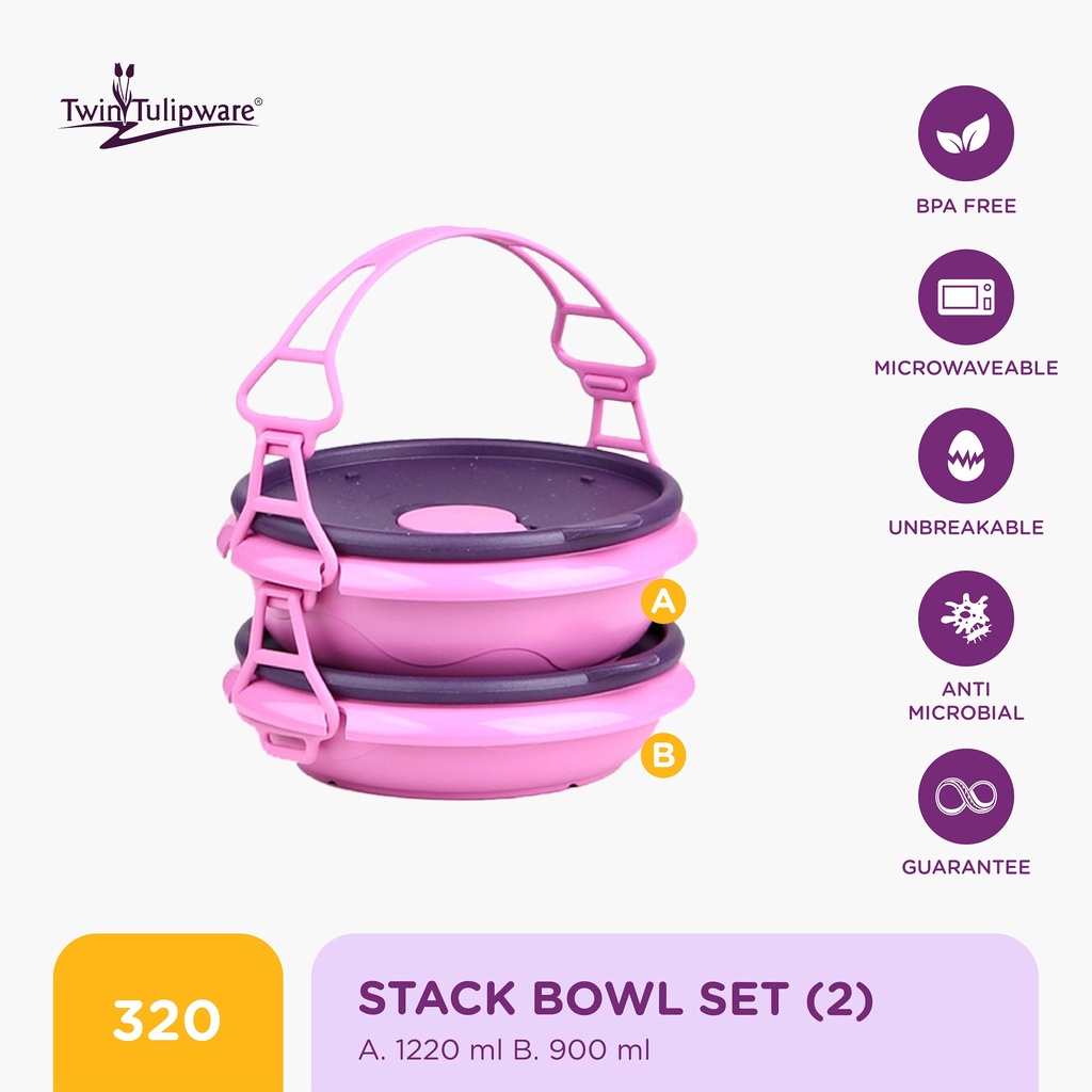 Twin Tulipware Stack Bowl Set  Rantang