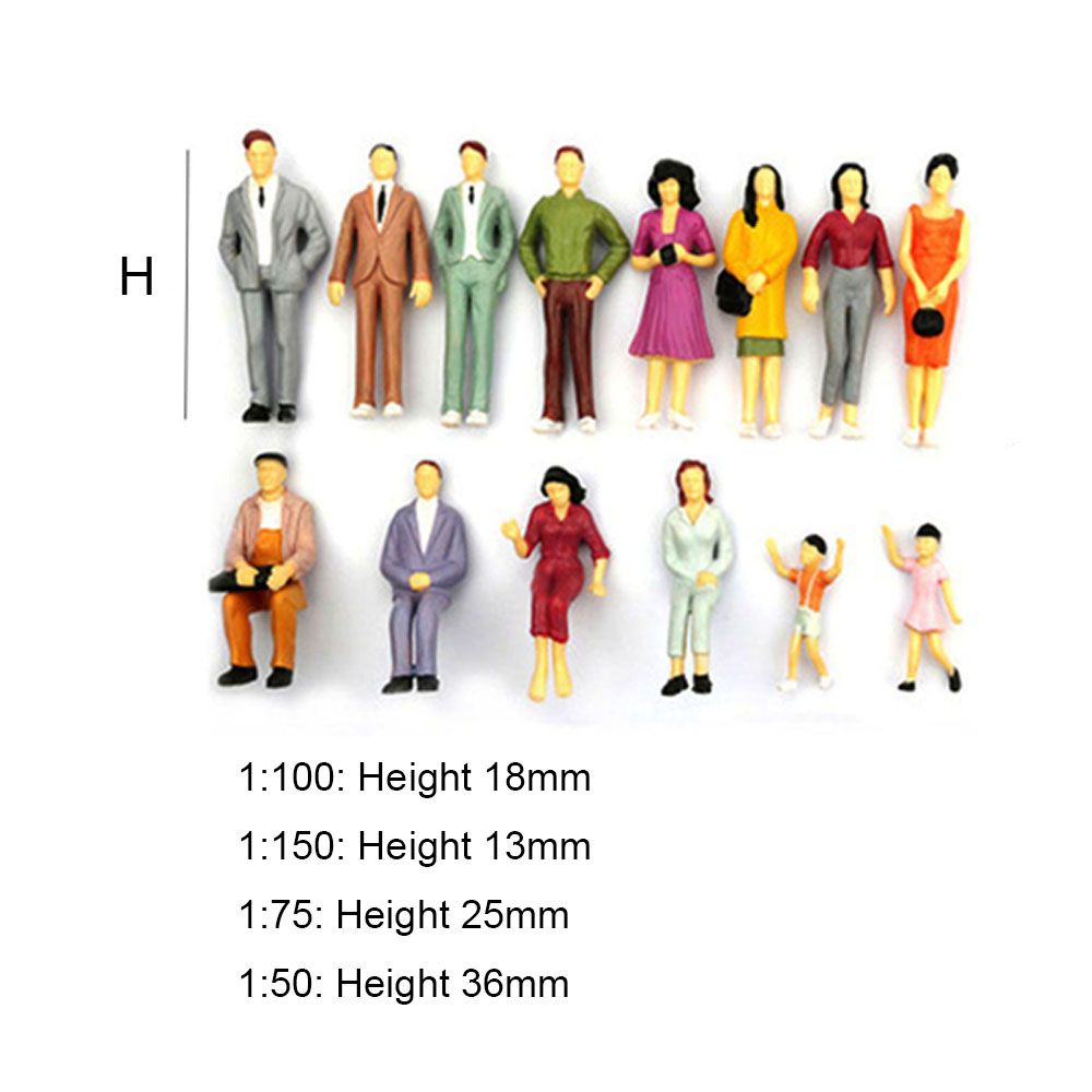 CHOOKYY 100 Pcs Model Building Action &amp; Toy Figures Passengers Train Scenery 1:100/1:150/1:75/1:50 Scale Die Characteristics Mixed Color Pose