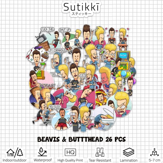 

Sticker Pack Beavis & Butthead Butt Head MTV Stiker Laptop Vinyl Decal sukik90 Berkualitas