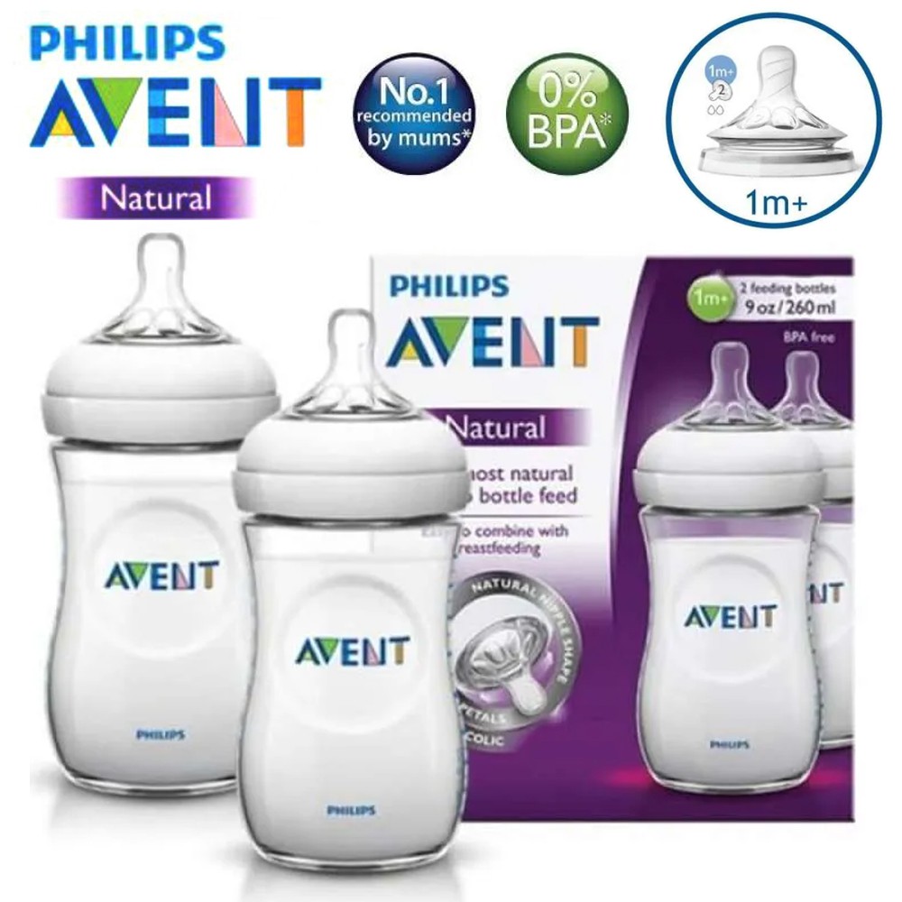 Botol Susu Philips Avent Natural 260ml isi 2pcs Botol Susu Bayi