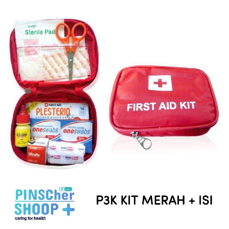 KOTAK P3K + ISI MERAH FIRST AID BAG (A)