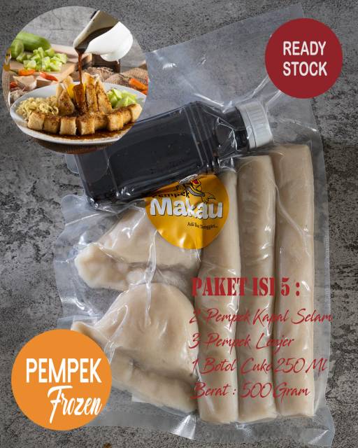 

Pempek Lenjer + Kapal Selam (Paket frozen isi 3 Lenjer + 2 Kapal Selam) Free Cuko khas Palembang