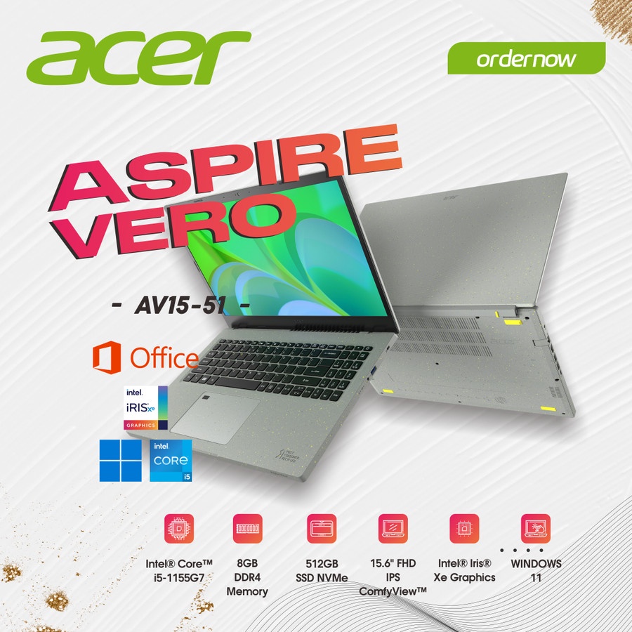 Acer Aspire Vero - Core i5-1135G7, 8GB, 512GB SSD, Iris Xe, 15.6" FHD