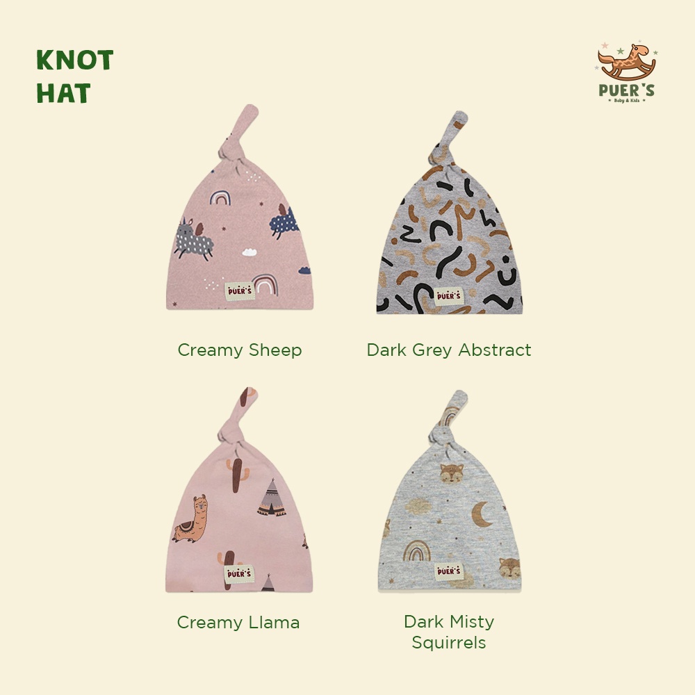 KNOT HAT NEWBORN (TOPI BAYI) PUER’S MOTIF (CODE AWALAN HURUF C-D)