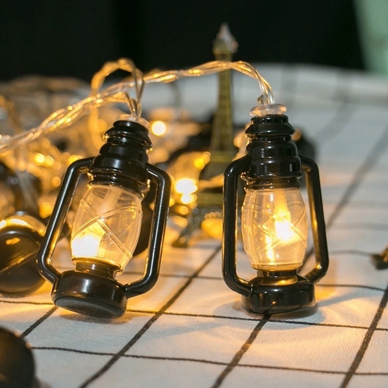 Lampu Tumblr 10-LED Bentuk Botol Minyak Tanah Retro Tenaga Baterai AA Untuk Dekorasi Rumah