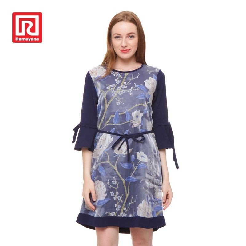 STOK TERBATAS Ramayana - JJ Casual Dress Alice Midi (NAVY)