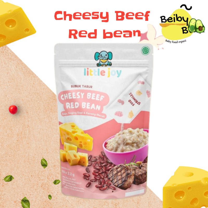 

Little joy -Mpasi Bayi Bubuk Tabur Gizi -BB Booster - Anti GTM-Cheesy Beef Red Bean