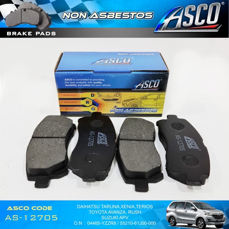 Brake Pad Depan Set Avanza Xenia Terios Rush APV ASCO Part No : AS-12705