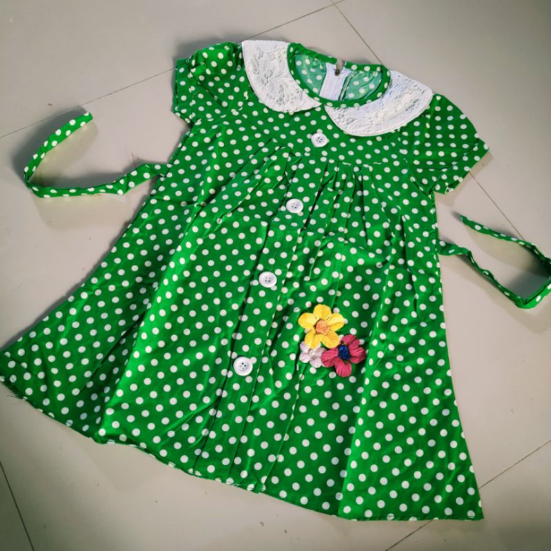 Dress anak 2 3 tahun polka kerah putih tali ( dress POLKA kerah tali )