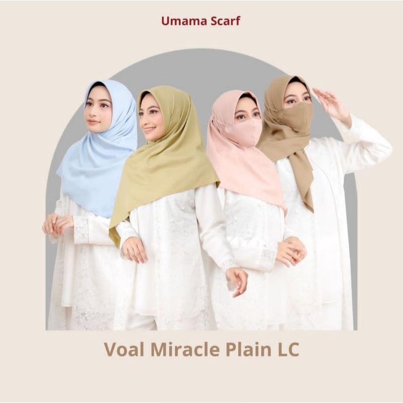 Kerudung Voal Miracle Plain Lc Umama - Kerudung Voal Segiempat Polos - Hijab Voal Segiempat Polos - 