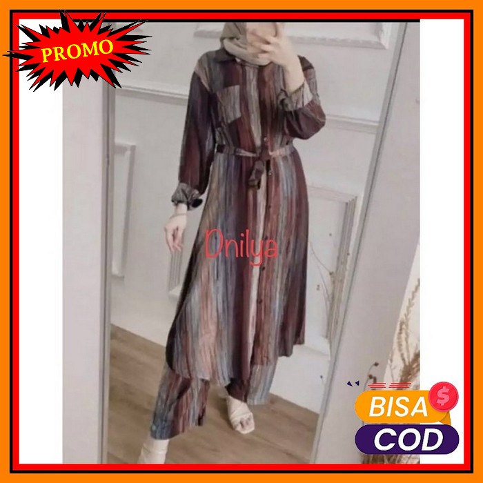Setelan Baju Wanita Rok Mini Plisket Putih Korea Import Baju Sete WO194 Setcel Long Tunik Lenka Lo