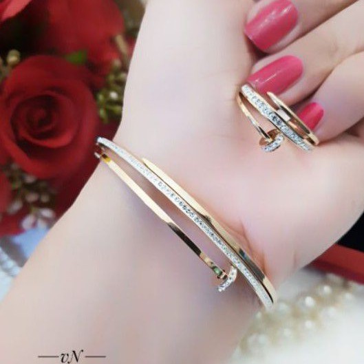 Titanium Set gelang dan cincin paku P902