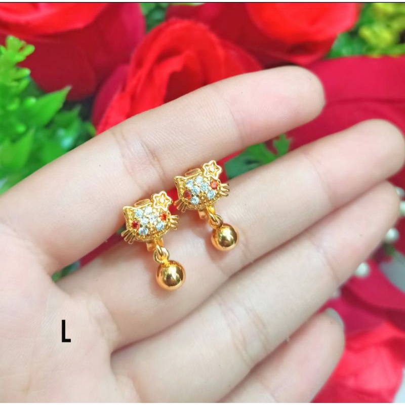 Anting Anak Jepit Permata Zircon Gold