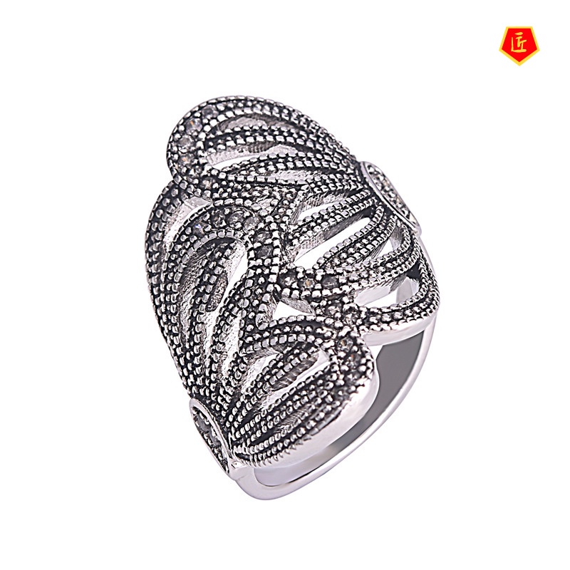 [Ready Stock]Women's Fashion Platinum Butterfly Wings Diamond-Studded Ring