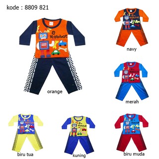 0 2 tahun baju tidur anak bahan kaos  motif robot timbul lucu Shopee Indonesia