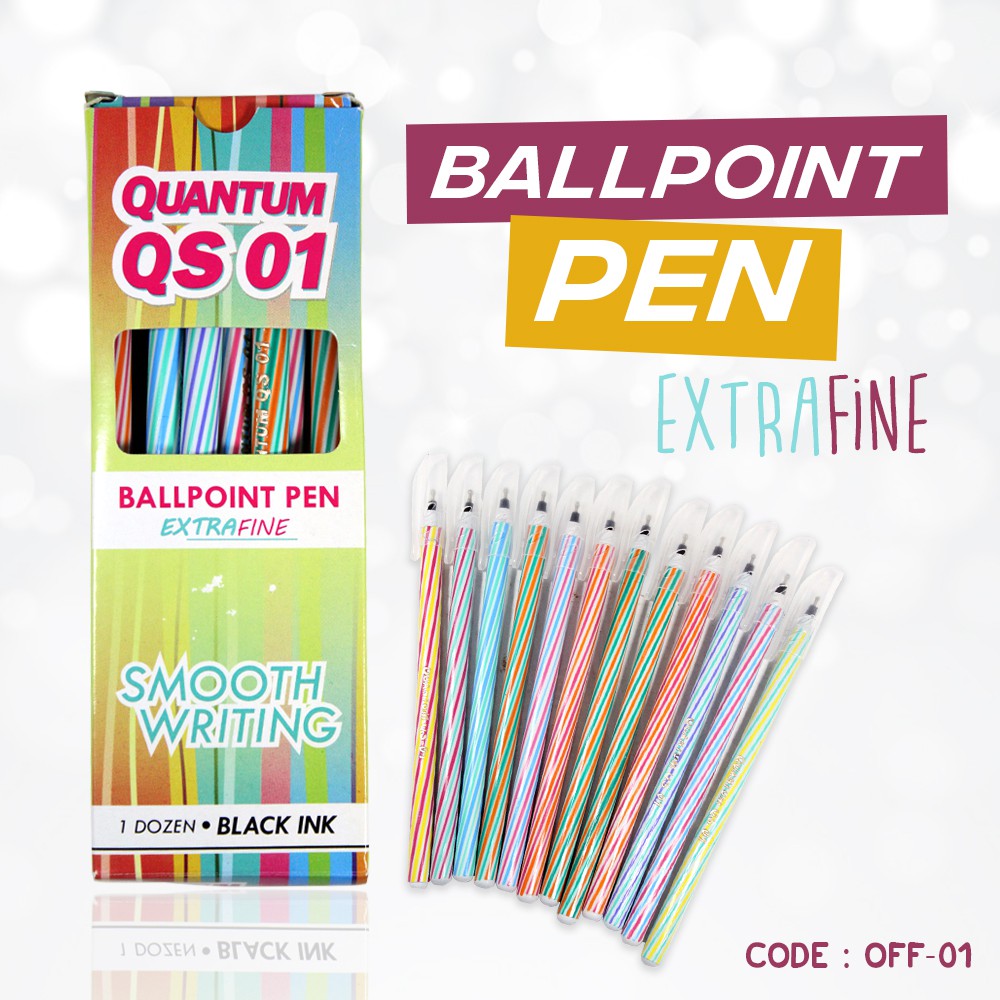 OFF-01 1 LUSIN QUANTUM BOLPENKU PULPEN LILIN EXTRAFINE - HARGA PER KOTAK