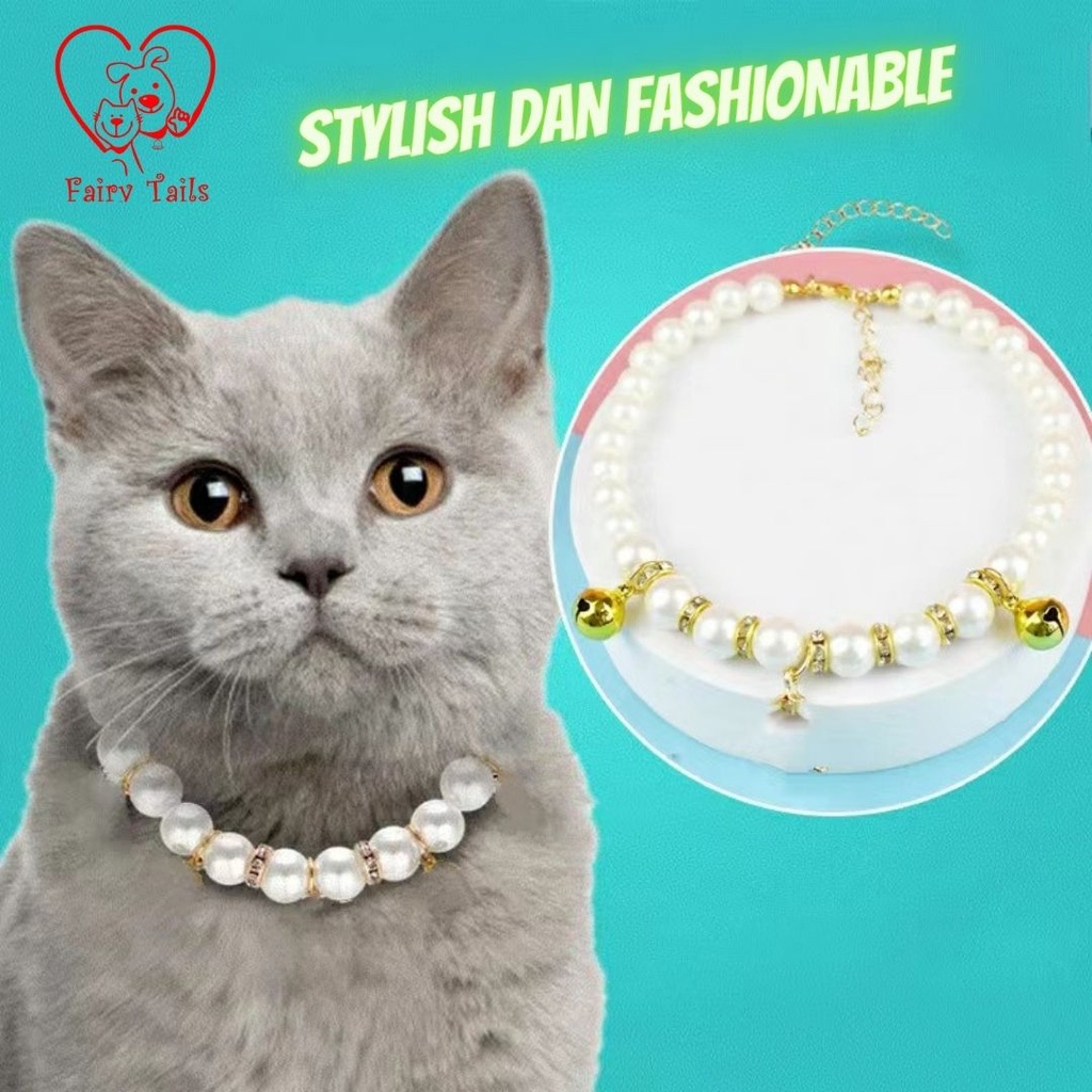 Kalung Rantai Perhiasan Liontin Diamond Mutiara Imitasi Untuk Kucing Anjing Kostum Cosplay Anabul Emas Perak Stylish Fashionable | Pet Gold Silver Necklace