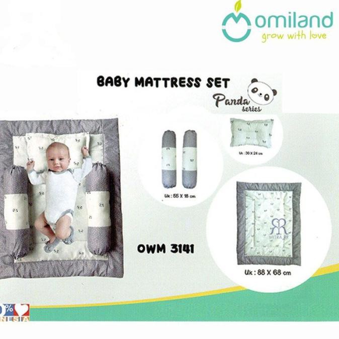 Set Matras Bayi + Bantal Guling Bayi Omiland Panda Series - Owm 3141