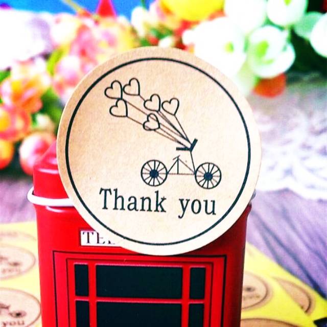 

Label Sticker Thank You Bike Bicycle Heart Love Balloons Stiker Segel Kemasan Package Sealer kraft paper dekorasi souvenir hampers dus box toples terima kasih