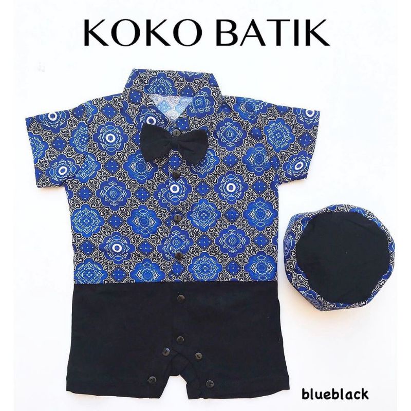 Baju Koko batik muslim peci bayi cowok anak laki keren lebaran
