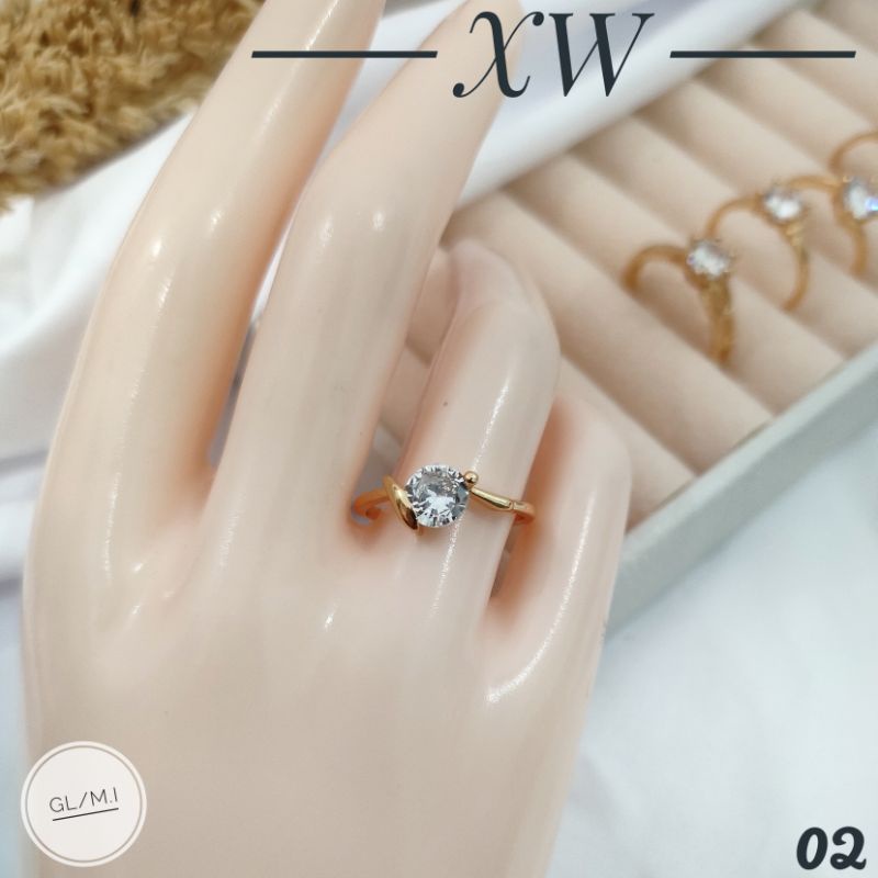 Cincin Yaxiya Mata Zircon Satu warna Gold C03083