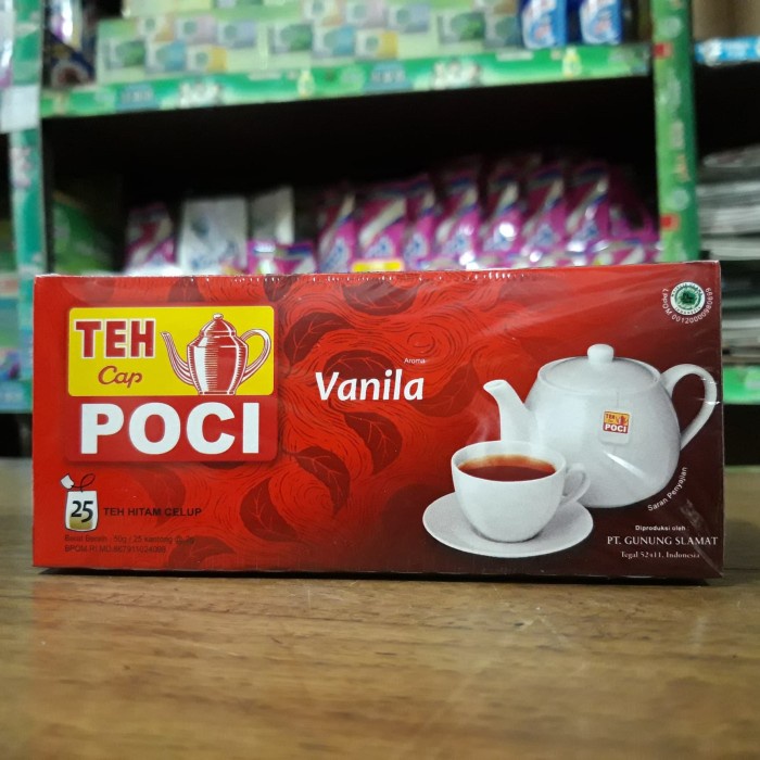 

Teh-Daun- Teh Poci Vanilla 1 Pak Isi 25 Teh Hitam Celup 50 Gram 4.500 -Daun-Teh 800 Teh-Makanan-