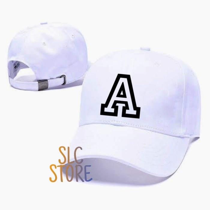 Topi Pria TOPI BASEBALL SNAPBACK PREMIUM INISIAL HURUF A CUSTOM NAMA LOGO 1 - Putih(H0H2) REAL PICT 