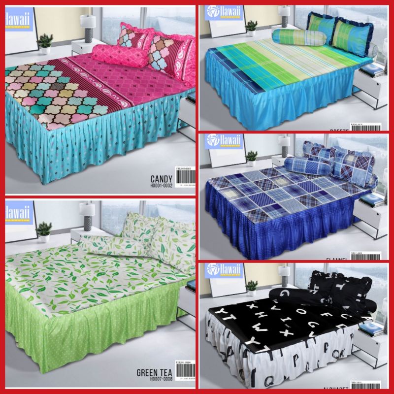 HS SPREI RUMBAI 180X200 HAWAII BREEZE,PEACOCK BLUE,ALPHABET,GREEN TEA,CANDY