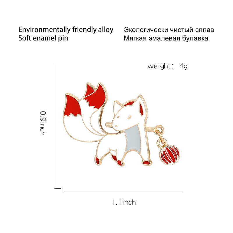 Bros Pin Enamel Desain Kartun Hewan Rubah Gaya Jepang Untuk Hadiah Teman