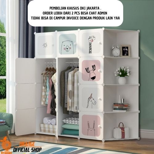 Lemari Plastik 10 Pintu 2 Rak - 1 Gantungan Lemari Plastik Lemari Serbaguna Lemari Portable