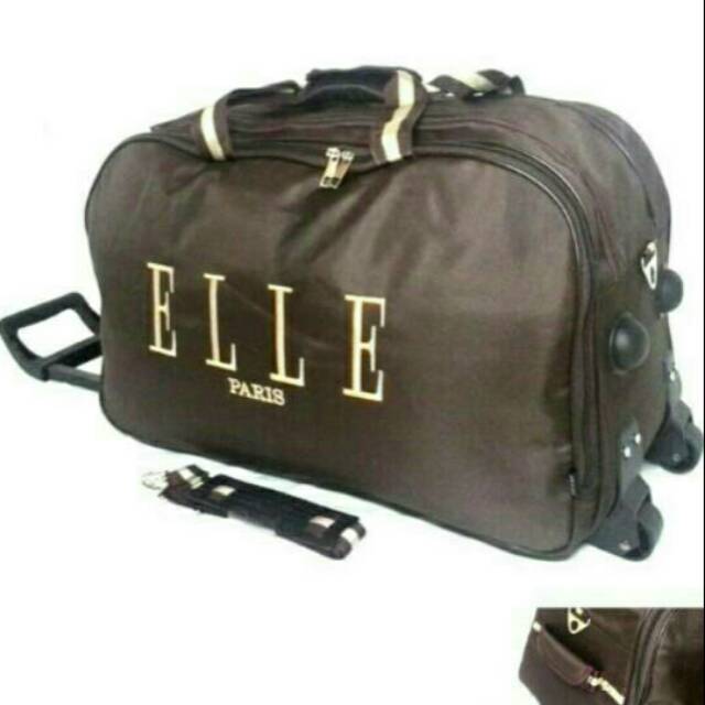 Tas Trolly Pakaian Besar Travel Bag Jumbo Tas Multifungsi Trolley Elle Paris Coklat