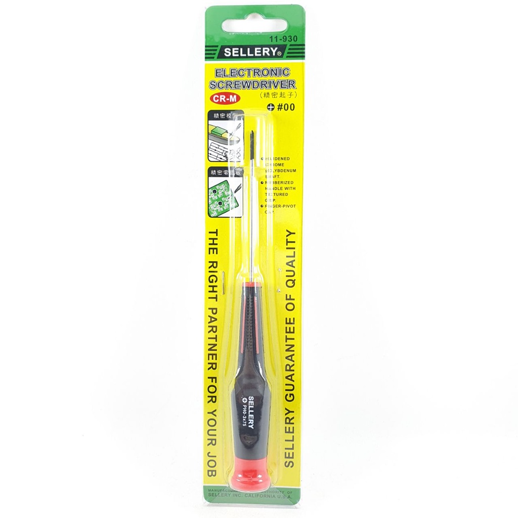 Obeng Plus Ph0 -3 x 75 Sellery 11-930 Diameter 2mm Panjang Besi 75mm Magnet Gagang Karet