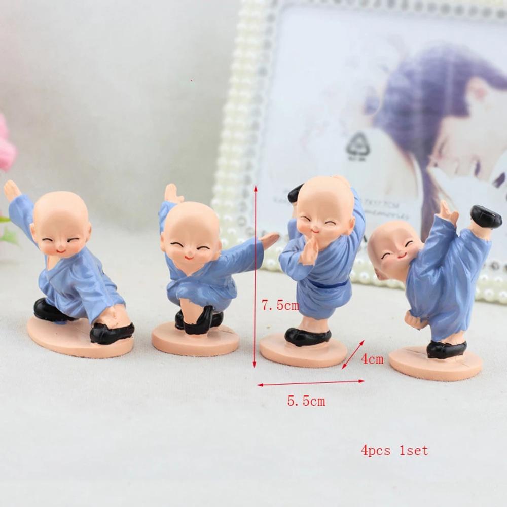 4pcs Ornamen Miniatur Biksu Kecil Bahan Resin Untuk Dekorasi Rumah