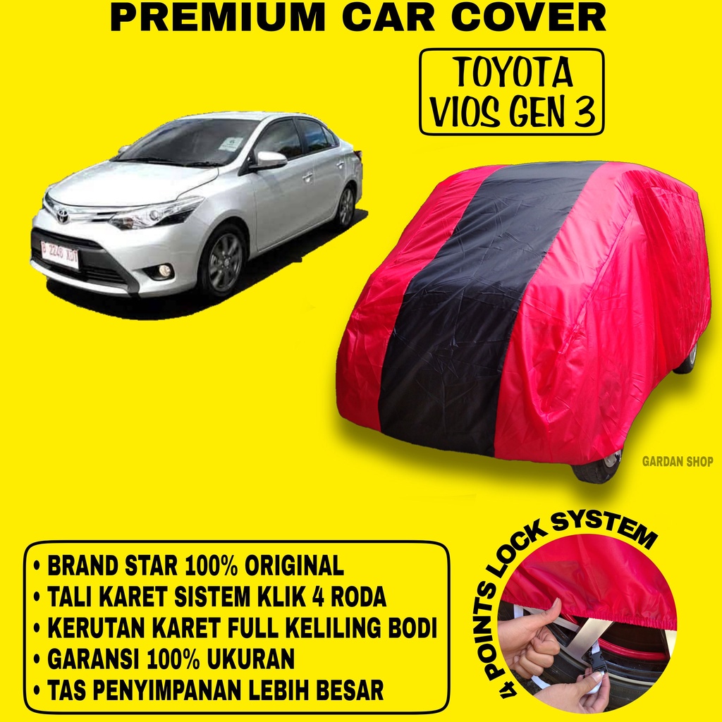 Body Cover TOYOTA VIOS GEN 3 MERAH HITAM Penutup Bodi Mobil Toyota Vios Gen 3 Waterproof PREMIUM