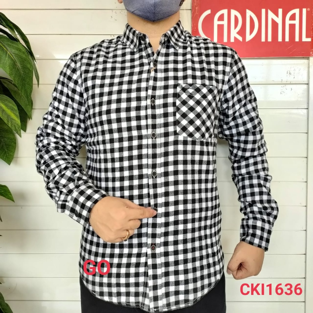 gof CARDINAL KEMEJA JEANS Slimfit Hem Cowok Pakaian Pria Baju Atasan Lengan Panjang Original