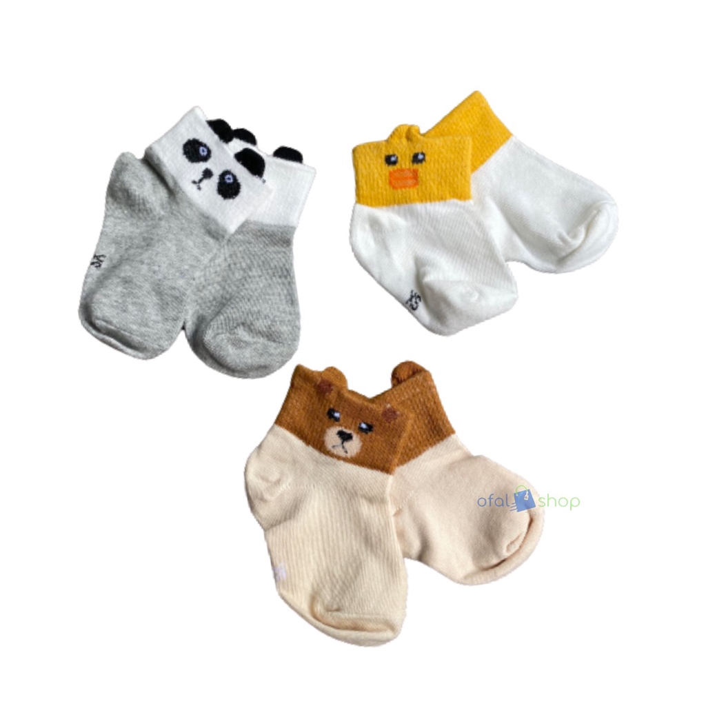 3 pasang kaos kaki anak bayi || kaos kaki anak bayi motif lucu CUTE ANIMAL 3D