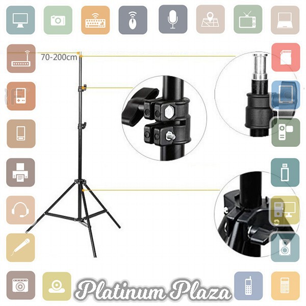 TaffSTUDIO Portable Light Stand Tripod 16mm 1/4 Thread 3 Section 200cm for Studio Lig`6AK6AN-- Black