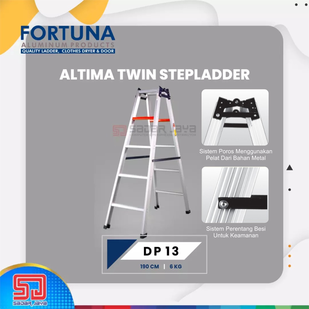 Fortuna Altima DP 13 Tangga 4 meter Lipat Aluminium Metal Steel 190cm DP13