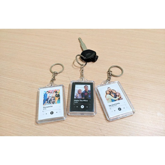 custom gantungan kunci akrilik spotify foto unik murah model ipod mini player-1