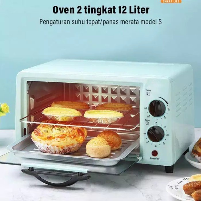 DISKON Electric Oven Microwave Penghangat Makanan Listrik Oven Listrik Kapasitas Besar Oven Listrik Tombol 12L Pemanggang Makanan listrik