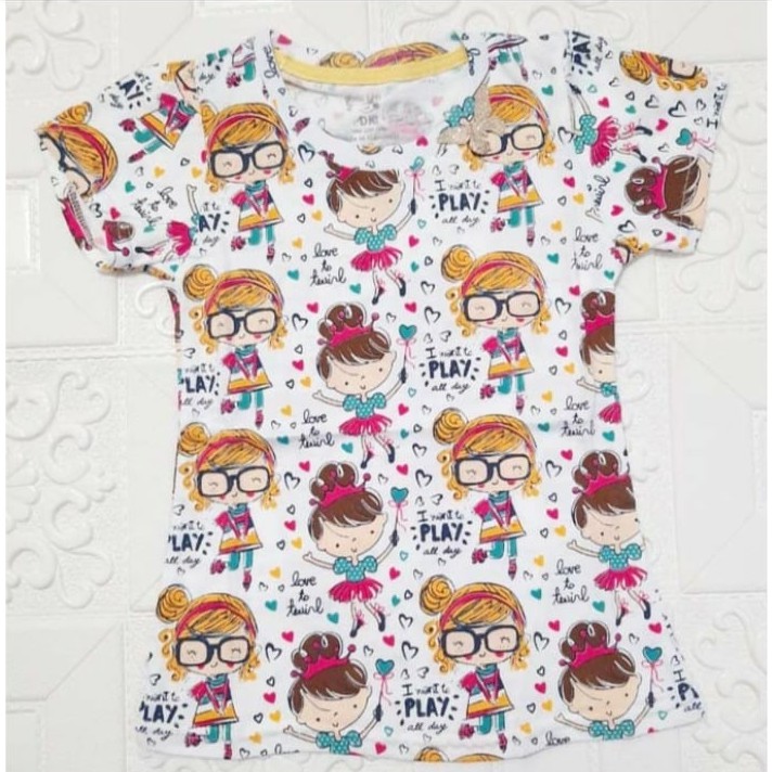 BAJU ANAK PEREMPUAN MURAH/KAOS DISTRO ANAK/KAOS TRENDY ANAK/KAOSANAK FULLPRINT BONEKA CEWEK PLAY