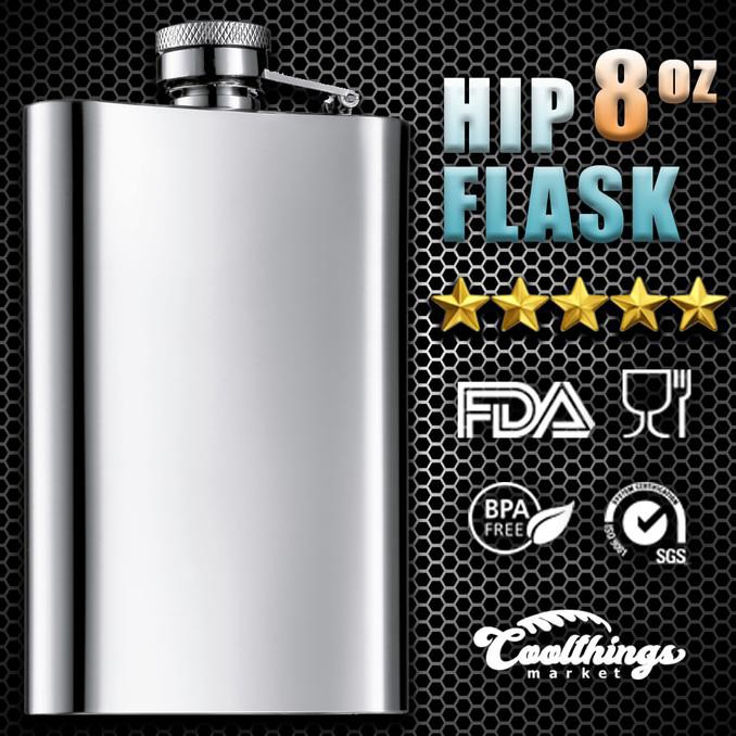 HIP FLASK 8OZ BOTOL MINUM WHISKEY/VODKA/BIR/WINE KUALITAS PREMIUM