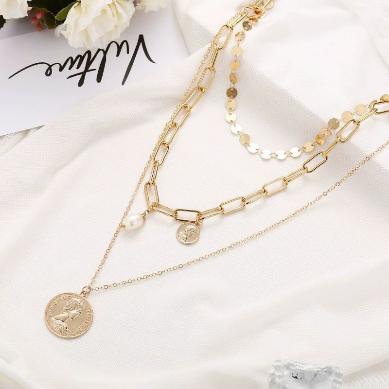 Kalung Rantai 3 Layer Necklace Korea Premium Aksesoris Wanita Kekinian