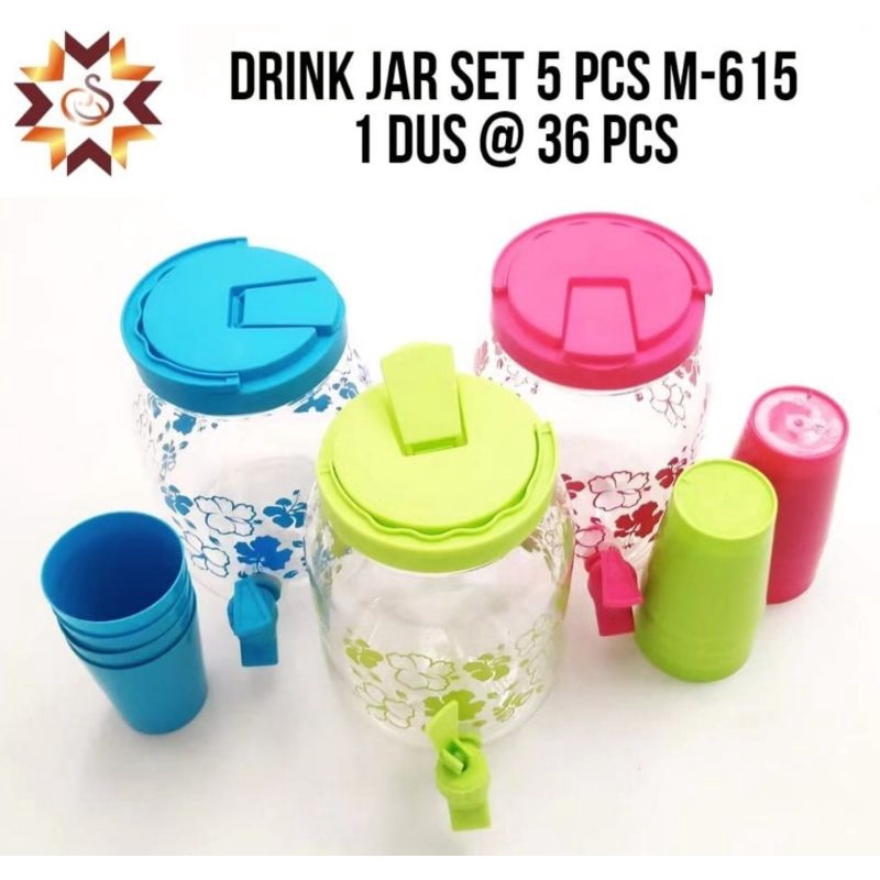 Drink jar set 5pcs 2,5liter