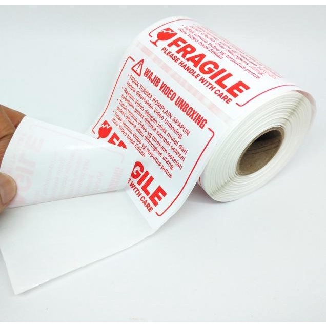 

✧ Sticker Fragile Label Video Unboxing Stiker 6 x 8 cm (1 roll/ 300 pcs) ➦