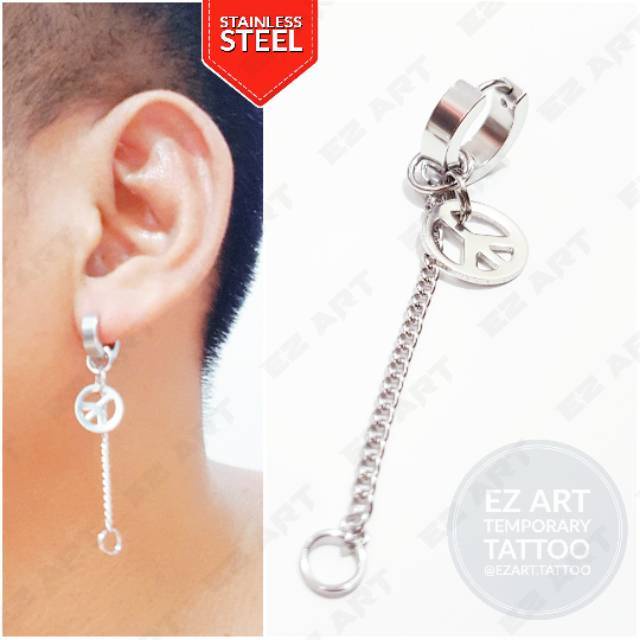 1Pc Model EZ-E Silver Anting Jepit Tusuk Variasi Bandul Gaya Punk Korea KPOP Stainless Steel