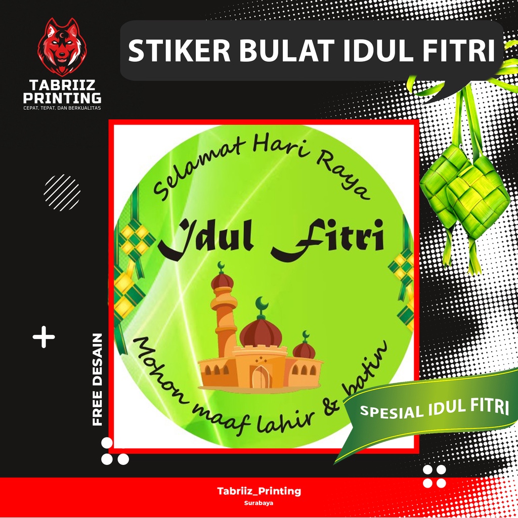 

[SPESIAL IDUL FITRI] Stiker Bulat Idul Fitri 2022/ Stiker Cutting Lingkaran Custom/ Stiker Toples Kue kering