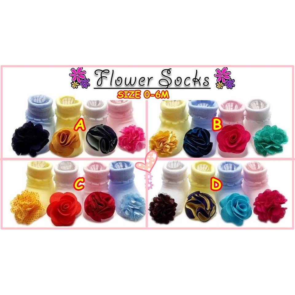 KAOS KAKI BAYI FLOWER SOCK 4 IN 1 READY GROUB A